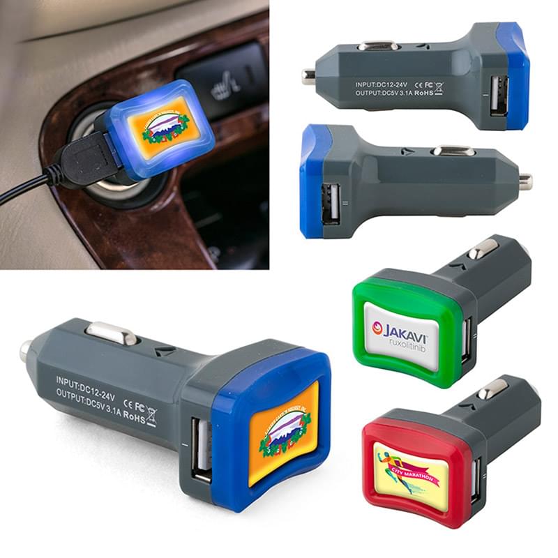 Power Lit Dual-Port 3.1A Usb Speed Car Charger